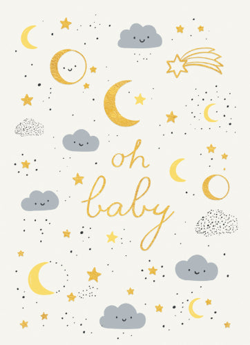 New Baby Card Moon and Stars