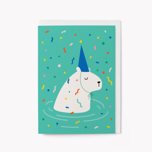 Birthday Card Capybara Pool Party