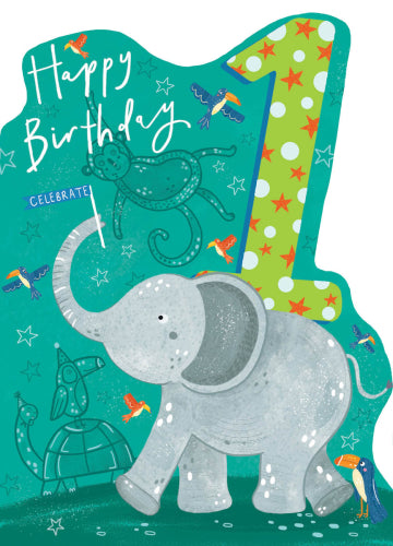 Birthday Card 1st Elephant Party
