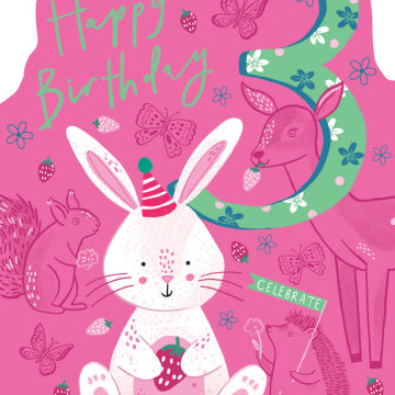 Birthday Card 3rd Bunny Birthday