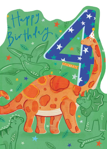 Birthday Card 4th Wild Dinosaur Party