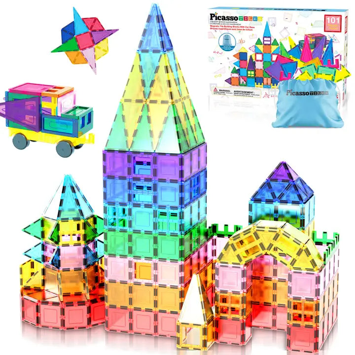PicassoTiles Magnetic Building Tile Set - 101pcs