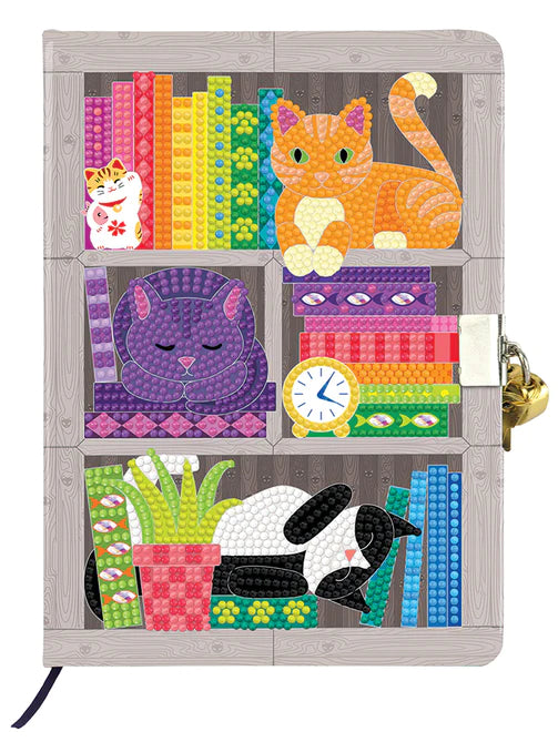 Crystal Art Secret Diary Kit - Rainbow Cat Library
