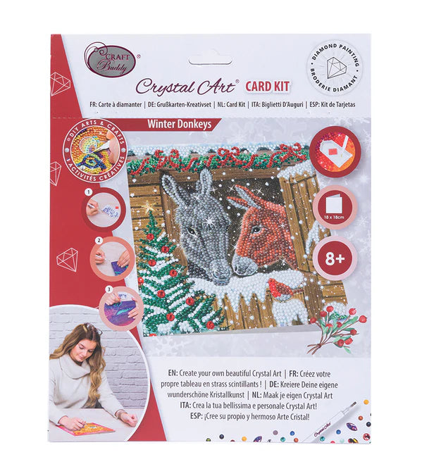 Crystal Art Card Kit - Winter Donkeys