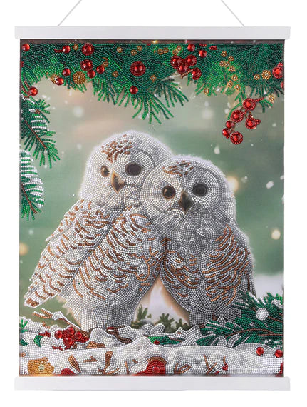 Crystal Art Scroll Kit - Snowy Owls Sanctuary