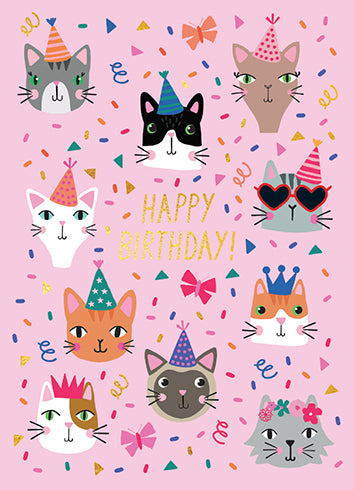 Birthday Card Party Cats