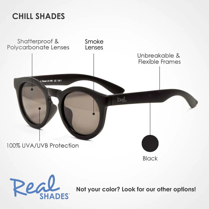 Chill Unbreakable UV Fashion Sunglasses - Black - Various Sizes