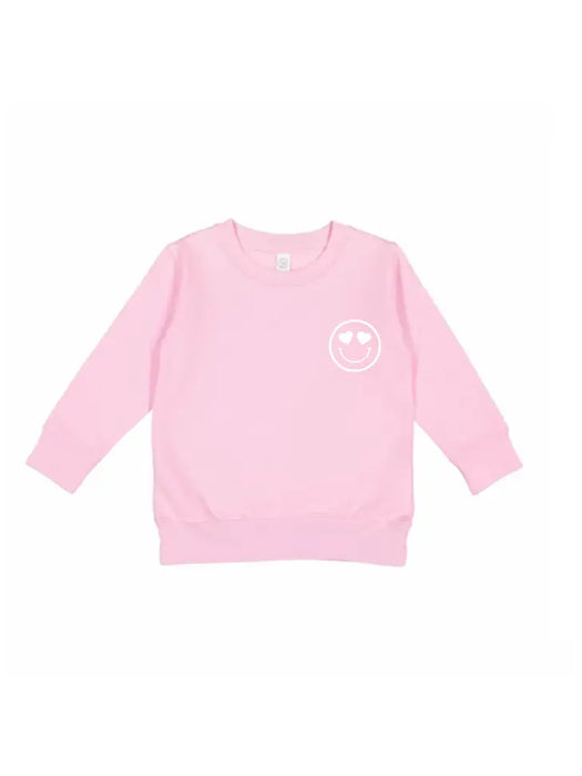 Portage and Main Heart Smiley Face Sweatshirt - Light Pink - Various Sizes