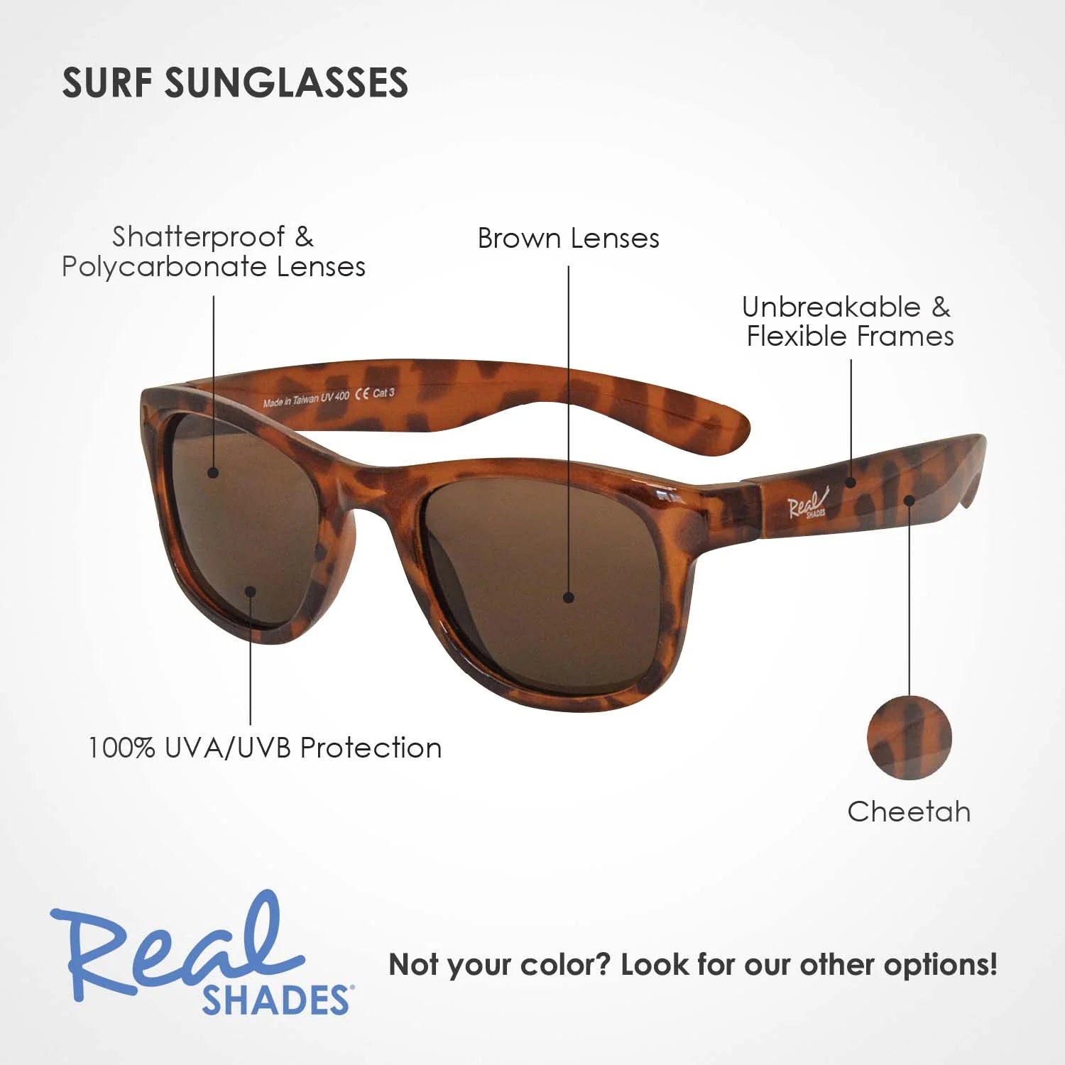 Surf Unbreakable UV Iconic Sunglasses - Cheetah - Various Sizes