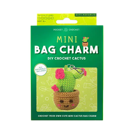 Mini Bag Charm DIY Crochet Kit - Cactus