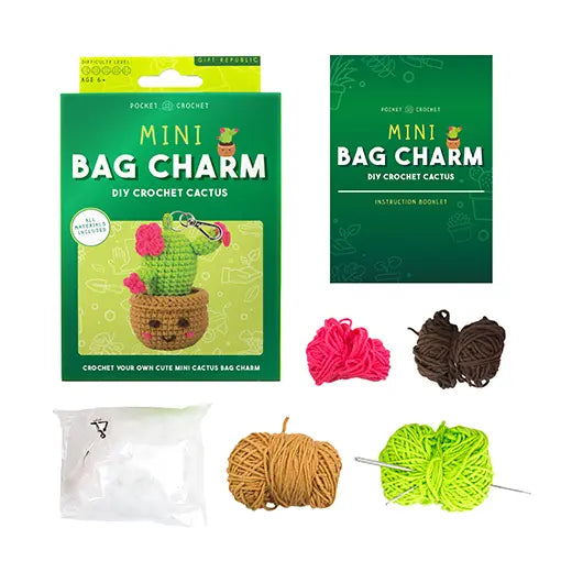 Mini Bag Charm DIY Crochet Kit - Cactus