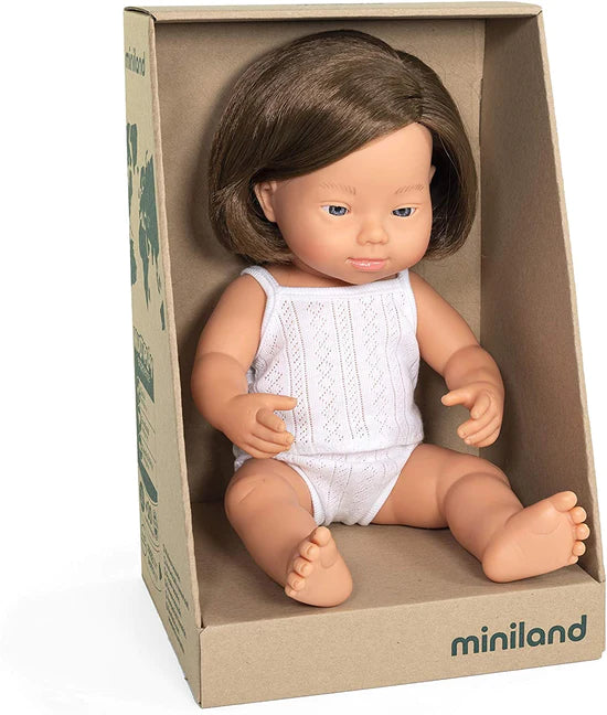Miniland Dolls 15" Baby Doll Caucasian Down Syndrome - Girl