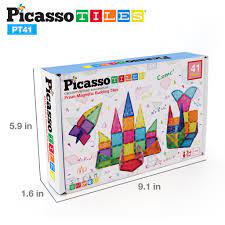 PicassoTiles Prism Magnetic Building Tile Set - 41pcs