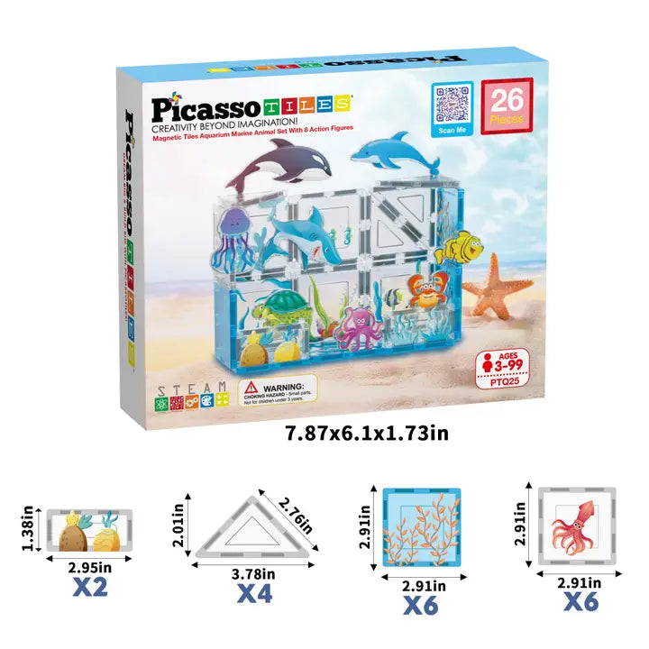 PicassoTiles Marine World Magnetic Building Set - 26pcs