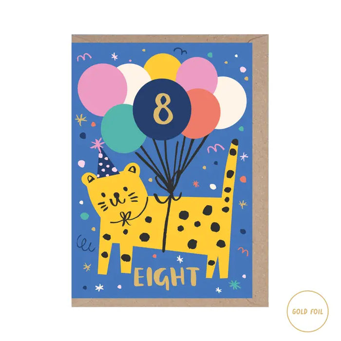 Birthday Card 8th Birthday Leopard