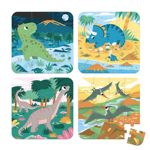 Janod 4 In 1 Progressive Puzzle - Dinosaurs