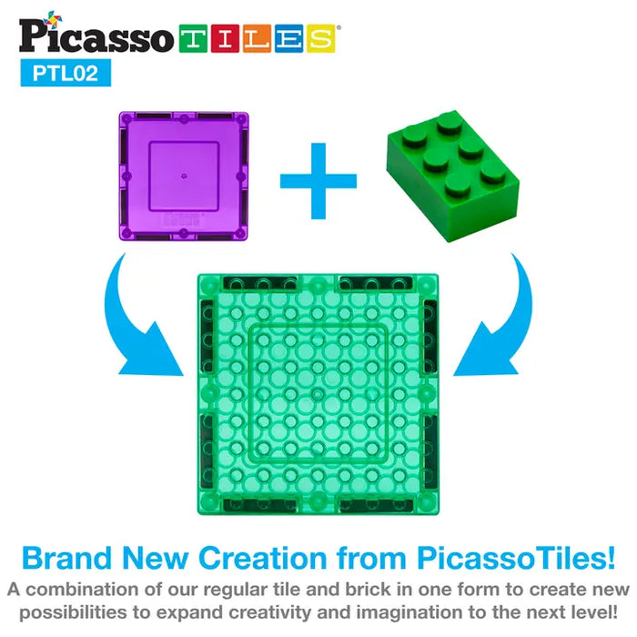 Picasso Tiles 12 Piece Brick Magnetic Tiles - 12pcs
