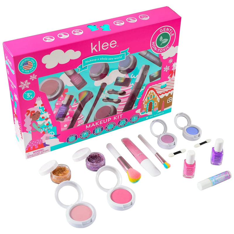 Klee Kids Natural Play Makeup Set - Holiday Ultimate Makeup Kit - Glam Comes True