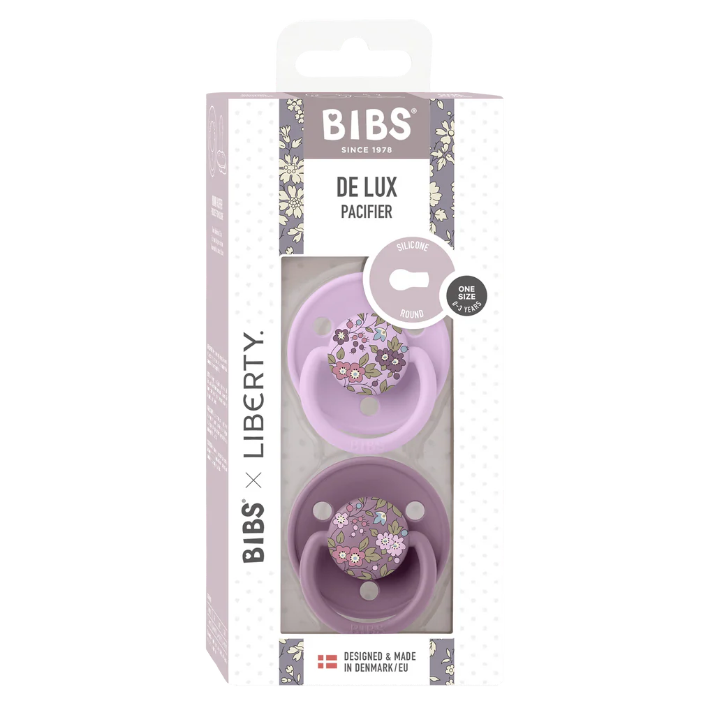 BIBS X Liberty Pacifier De Luxe Silicone 2 Pack -  Chamomile Lawn Mauve - One Size