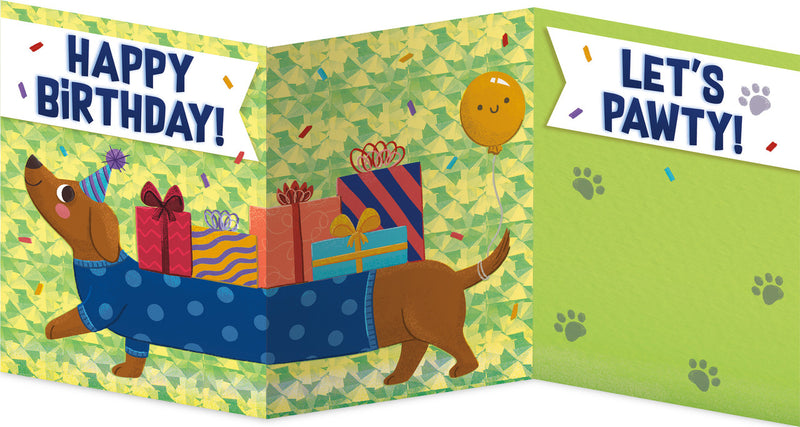 Birthday Card Weiner Dog with Gifts