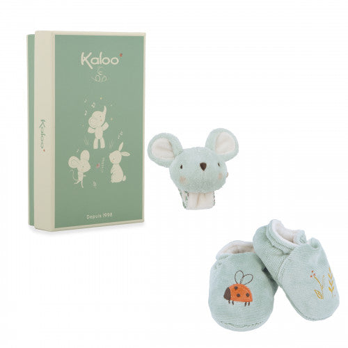 Kaloo Mouse Slippers and Sound Bracelet Set