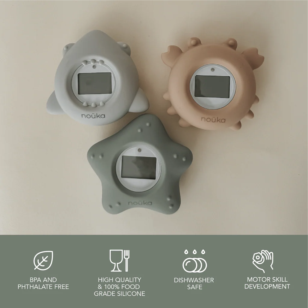 noüka Bathtub Safety Thermometer Shark - Light Storm