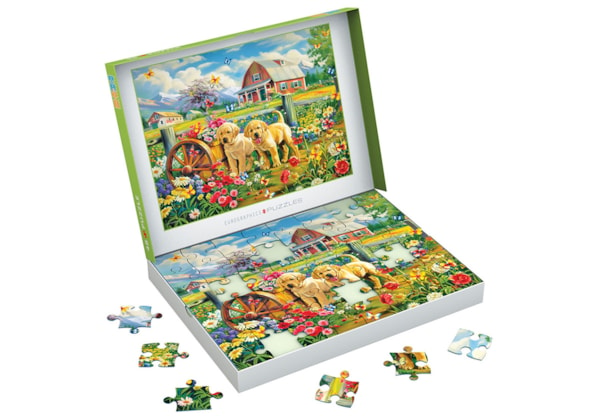 Eurographics 48 Piece Puzzle  - Connecting Pieces - Puppy Spring