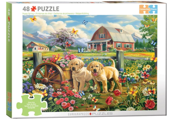 Eurographics 48 Piece Puzzle  - Connecting Pieces - Puppy Spring