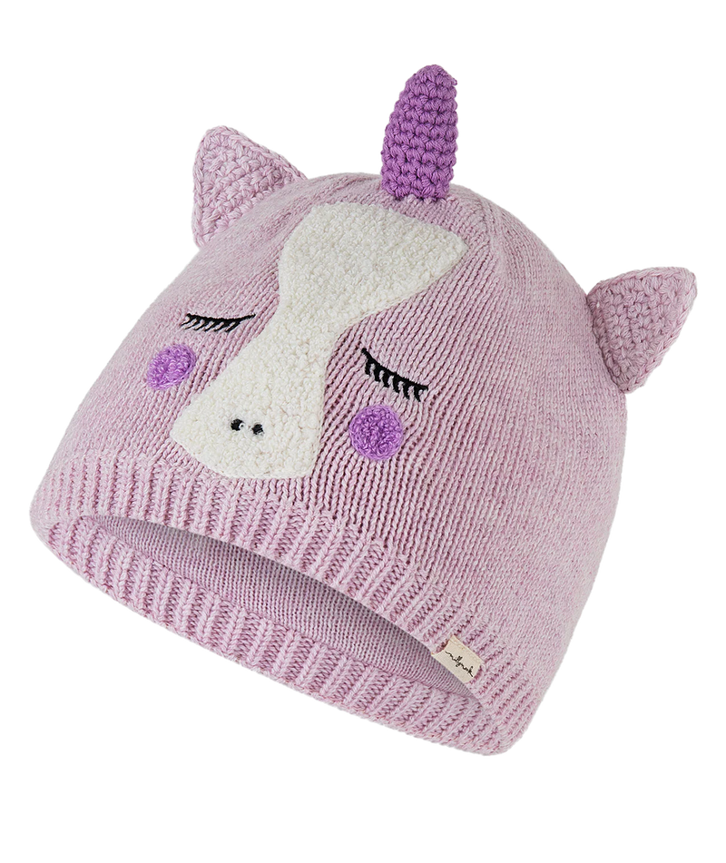 Baby Girls Beanie - Unicorn - Light Lilac - Various Sizes