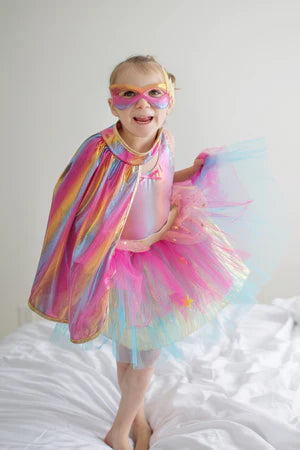 Great Pretenders Pink/Gold Super-Duper Cape, Mask, and Tutu Set SZ 4-6
