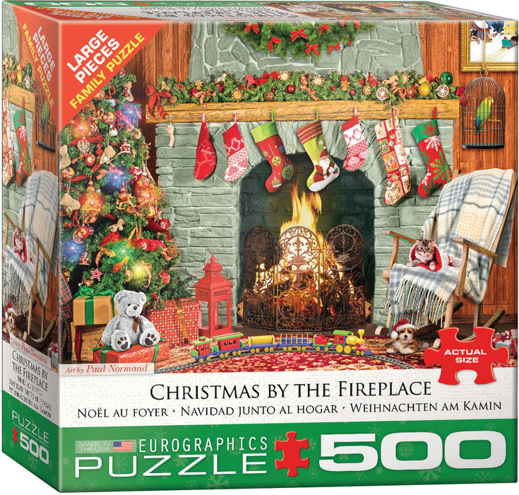 Eurographics 500 Piece Puzzle - Christmas by the Fireplace