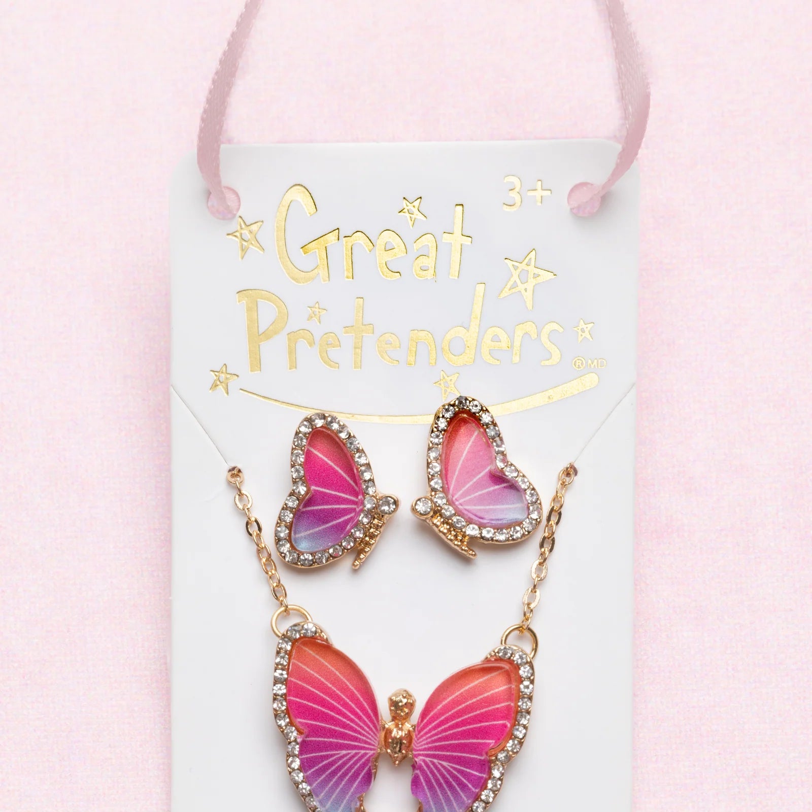 Great Pretenders Boutique Butterfly Necklace and Studded Earring Set