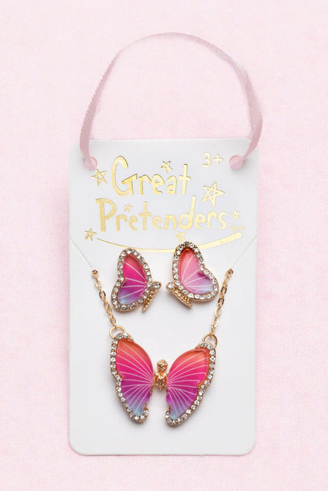 Great Pretenders Boutique Butterfly Necklace and Studded Earring Set