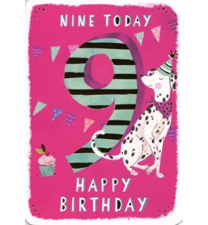 Birthday Card Nine Today - Dog