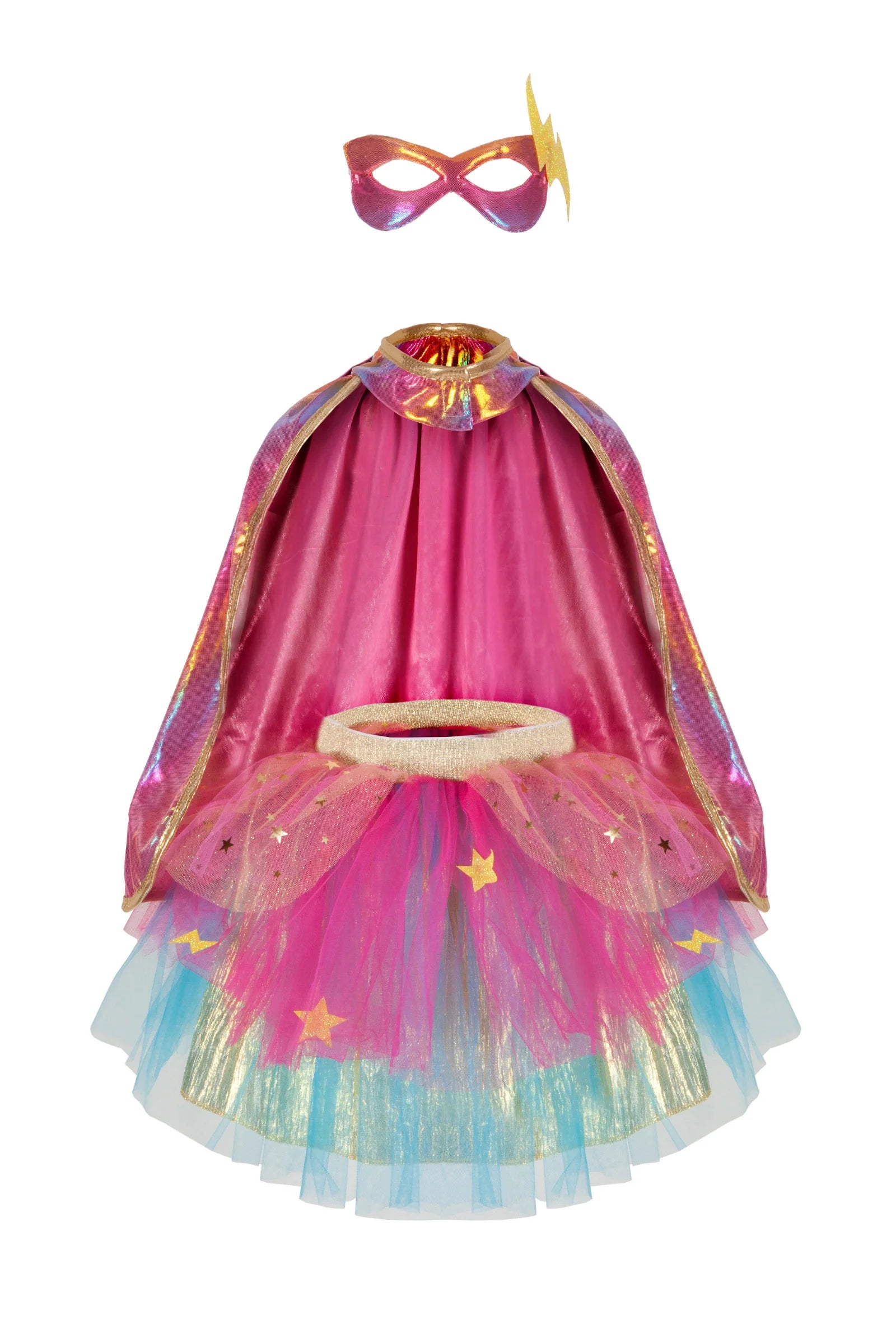 Great Pretenders Pink/Gold Super-Duper Cape, Mask, and Tutu Set SZ 4-6
