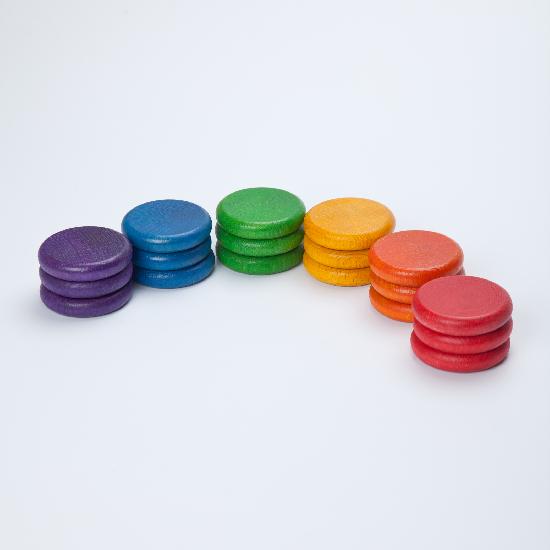 Coloured Wood Coins 18pcs by Grapat