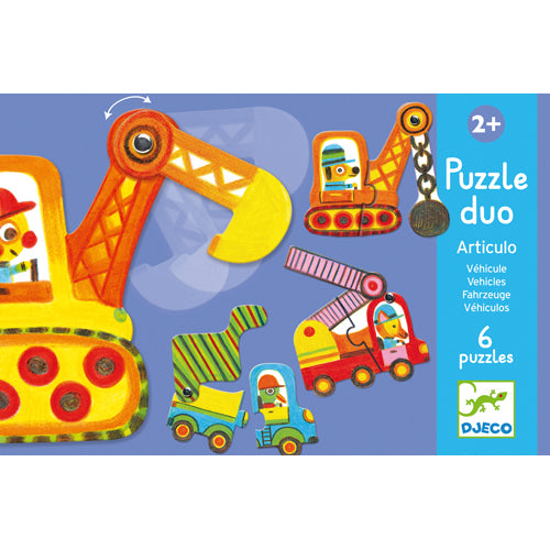 Djeco 2pc Puzzles - Articulated Vehicles