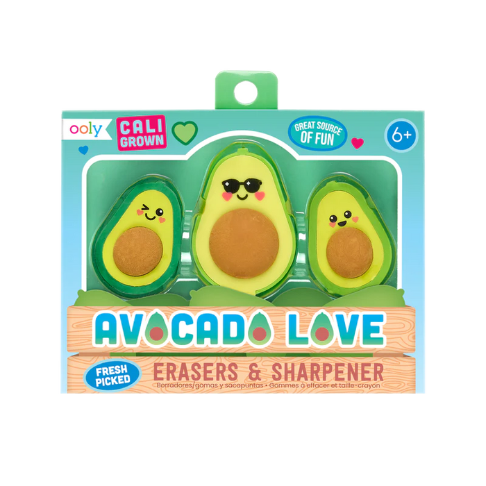 ooly Avocado Love Eraser and Sharpener - Set of 3