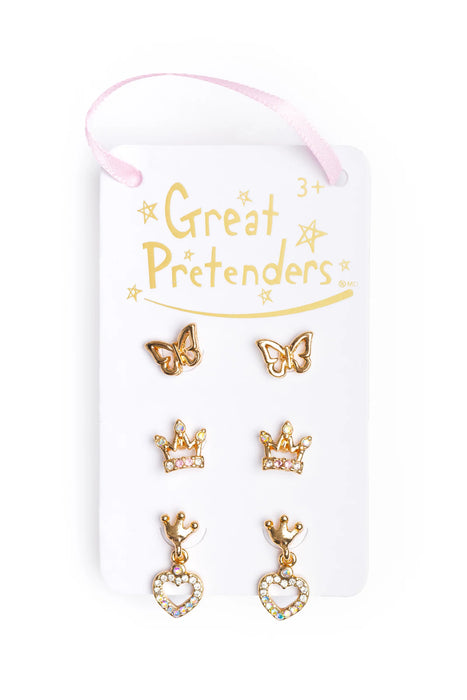 Great Pretenders Boutique Royal Crown Studded Earring Set