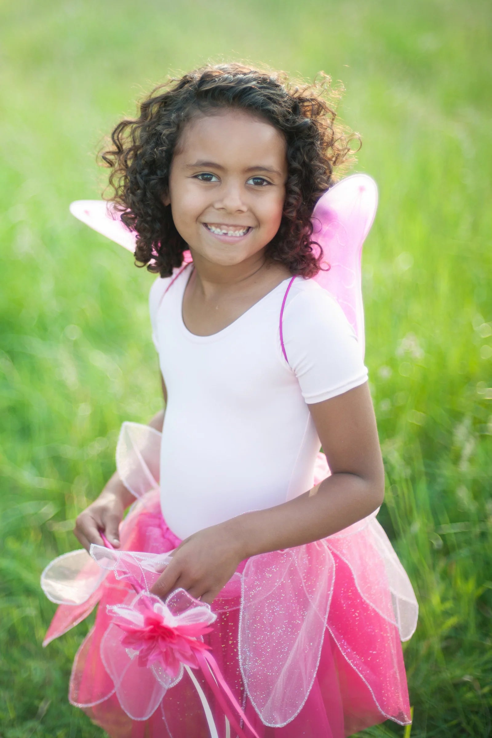 Great Pretenders Pink Fancy Flutter Skirt with Wings and Wand SZ 4-7