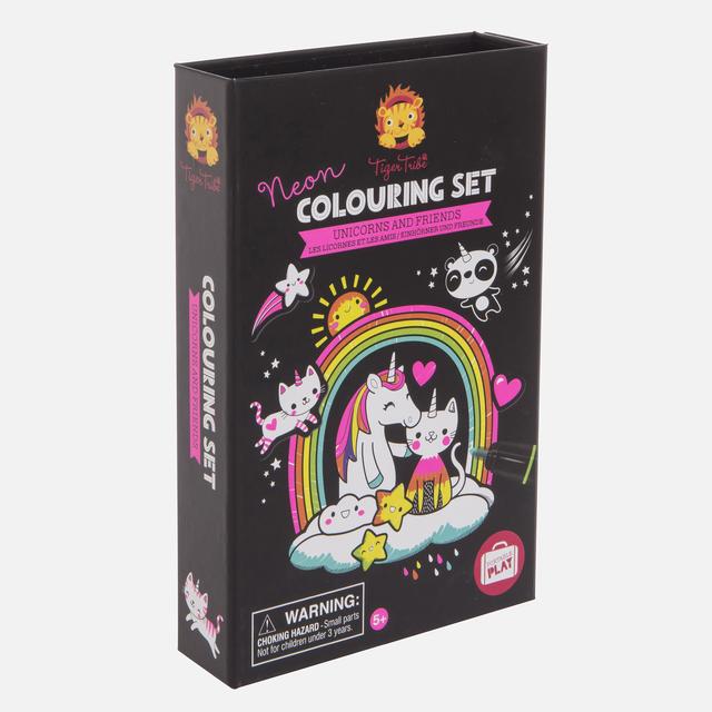 Tiger Tribe Neon Colouring Set - Unicorns and Friends