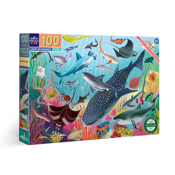 eeBoo Love of Sharks 100pc Puzzle