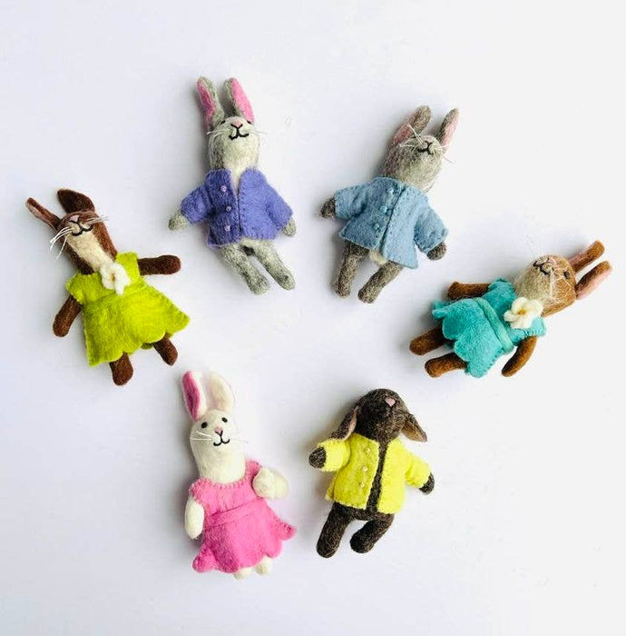 The Winding Road - Felt Easter Bunny Finger Puppets - Assorted Styles