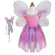 Great Pretenders Butterfly Dress with Wings & Wand Pink/Multi Size 5-6