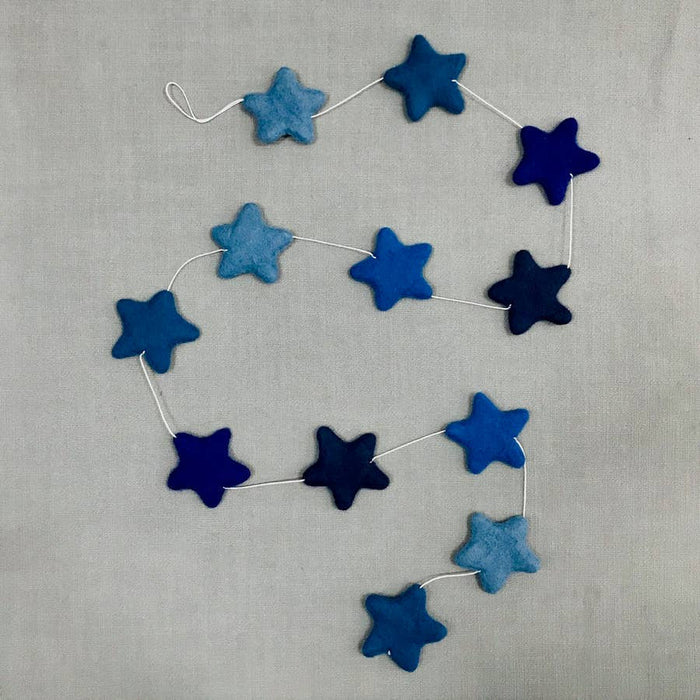 The Winding Road - Felt Garland - Blue Stars