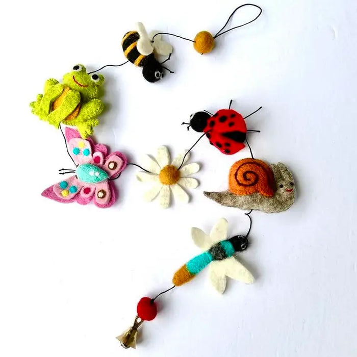 The Winding Road - Felt Garland - Frog Butterfly Snail Dragonfly Ladybug & Bee