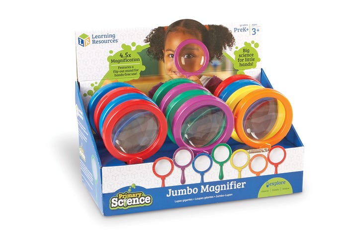 Primary Science Jumbo Magnifiers with Stand - Various Colours