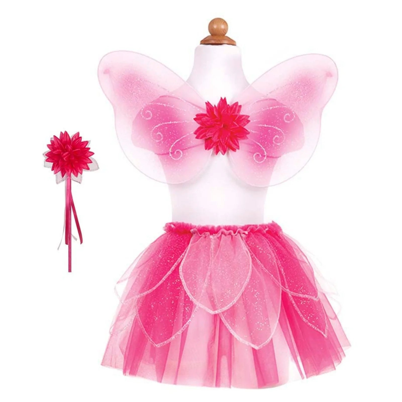 Great Pretenders Pink Fancy Flutter Skirt with Wings and Wand SZ 4-7