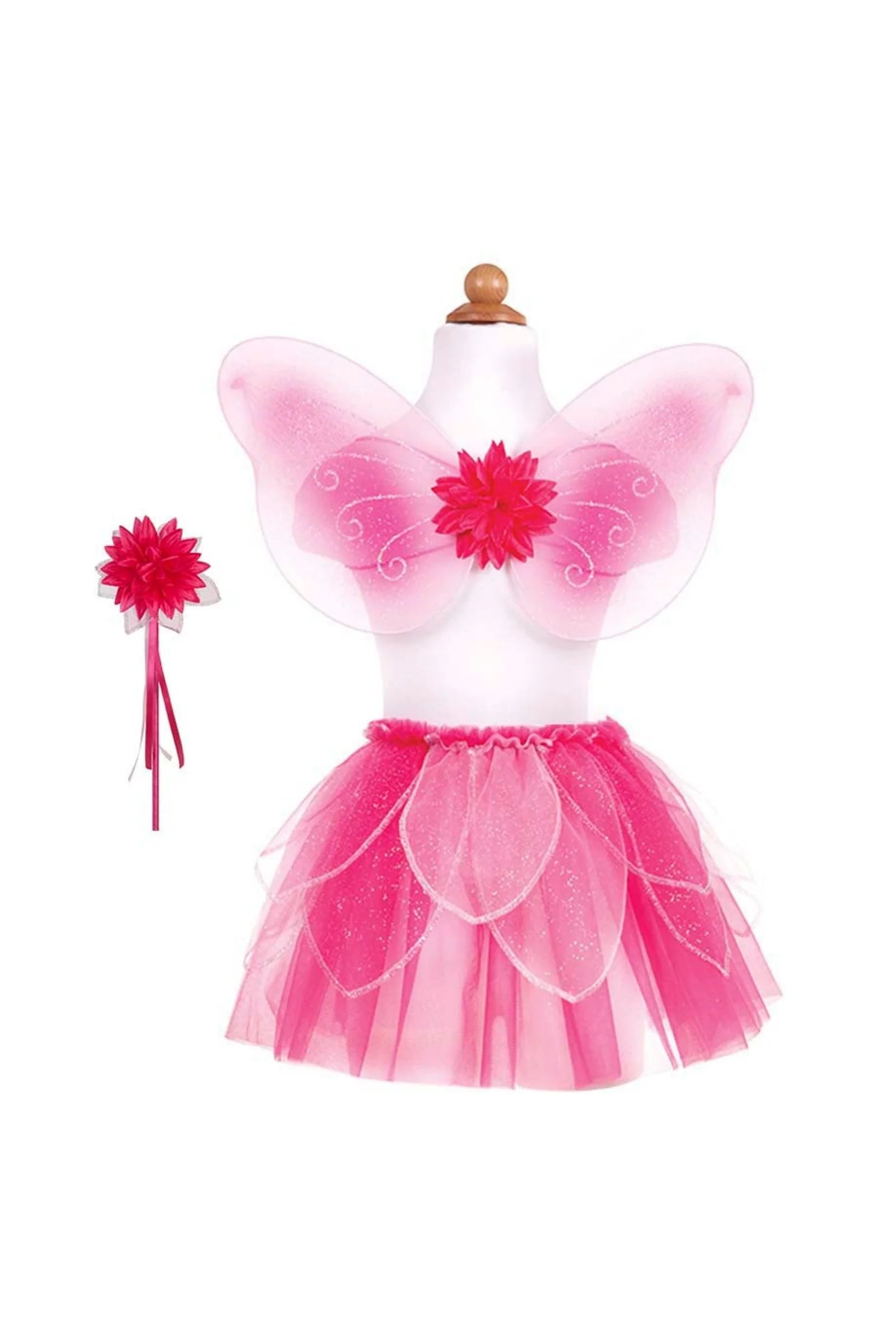 Great Pretenders Pink Fancy Flutter Skirt with Wings and Wand SZ 4-7