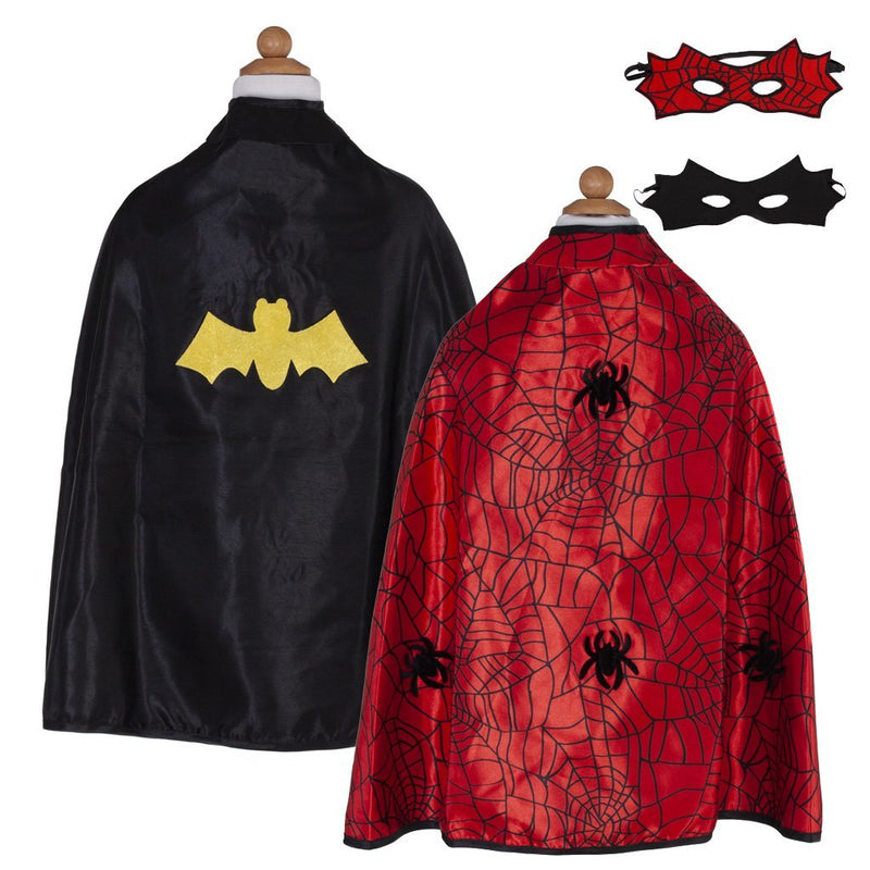 Great Pretenders Reversible Spider/Bat Cape and Mask Set SZ 3-4